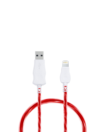 Visible USB A-L Non-MFI Flowing LED Fast Charging Cable (RED) (3ft) (10W) (Only Ground Shipping)