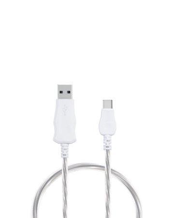 Visible USB A-C Flowing LED Fast Charging Cable (GRAY) (3ft) (10W) (Only Ground Shipping)