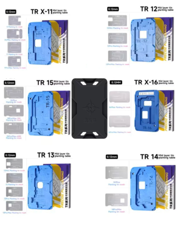 Shop the XinZhiZao TR18 18-in-1 Middle Layer BGA Reballing Stencil Platform Set for iPhone X to 16 Pro Max.