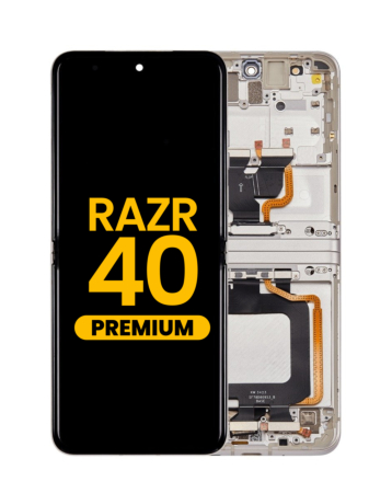 OLED Assembly with Frame for Motorola Moto Razr 40 (XT2323-3 / 2023) (VANILLA CREAM) (Premium)