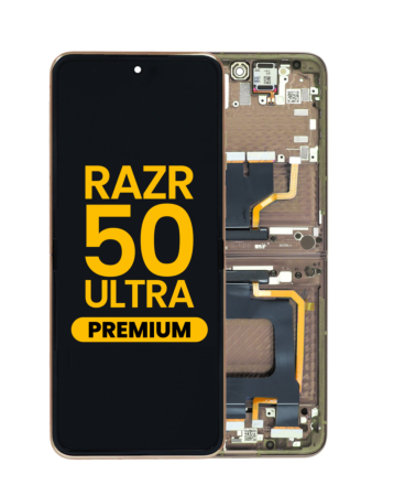 Main OLED Assembly with Frame for Motorola Razr Plus / Razr 50 Ultra (XT2451 / 2024) / Razr Plus (XT2557 / 2025) (PEACH FUZZ) (Premium)